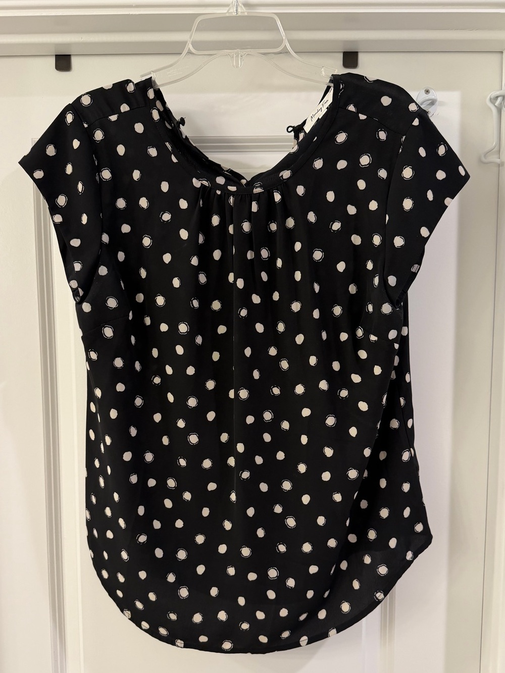 Women’s Black Polka Dot Short Sleeve Blouse